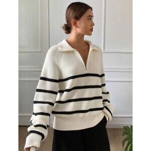 Lola Women's  Polo Sweater Stripe Medium